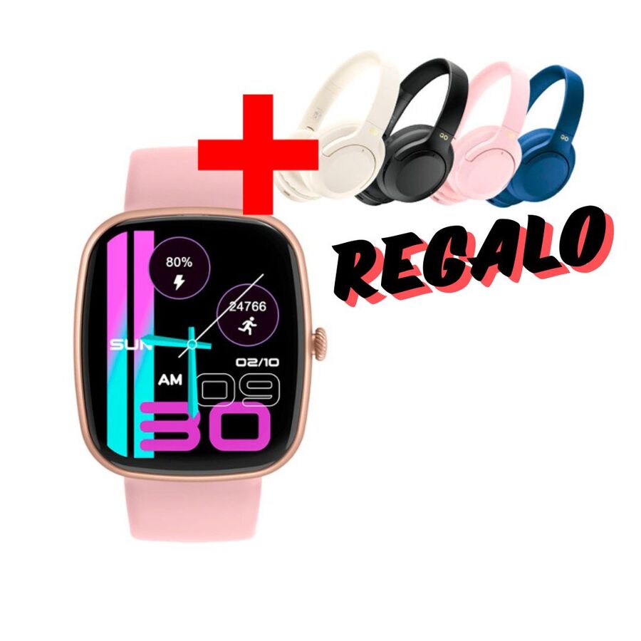 Reloj Smartwatch Gravity Z139 Rosado + Auricular BT WH05