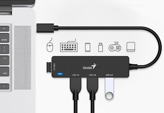 Hub Genius USB-C a 4 USB-A 3.0 UH-400