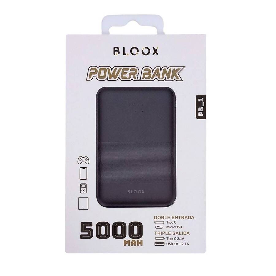 Power Bank BLOOX PB_1 5.000mAh Entrada: Tipo C Negro / Salid