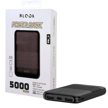 Power Bank BLOOX PB_1 5.000mAh Entrada: Tipo C Negro / Salid